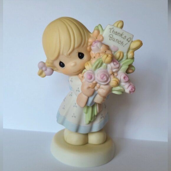Vintage Precious Moments Thanks a Bunch Girl Collectible Porcelain Figurine - Picture 1 of 13